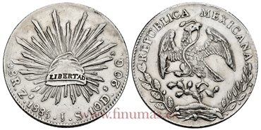 MEXICO - K377-13 - 8 REALES 1885 Zacatecas J.S.-EBC