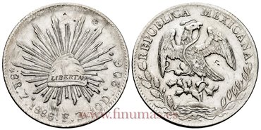 MEXICO - K377-13 - 8 REALES 1886 Zacatecas F.Z.-EBC