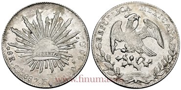 MEXICO - K377-13 - 8 REALES 1887 Zacatecas F.Z.-EBC