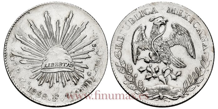 MEXICO - K377-13 - 8 REALES 1888 Zacatecas F.Z.-SC