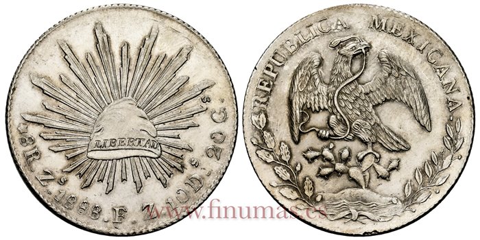 MEXICO - K377-13-1 - 8 REALES 1888 Zacatecas F.Z.-SC