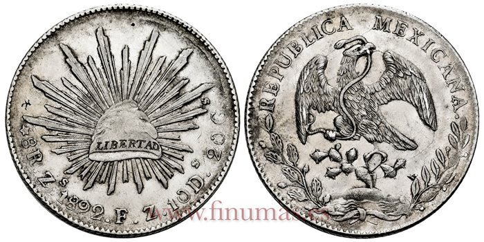 MEXICO - K377-13 - 8 REALES 1892 Zacatecas F.Z.-EBC-