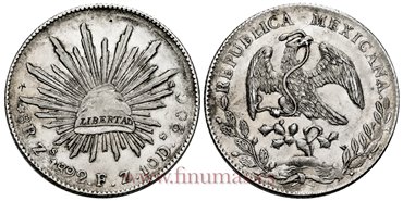 MEXICO - K377-13 - 8 REALES 1892 Zacatecas F.Z.-EBC-