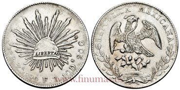 MEXICO - K377-13 - 8 REALES 1894 Zacatecas F.Z.-EBC+