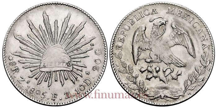 MEXICO - K377-13 - 8 REALES 1895 Zacatecas F.Z.-EBC