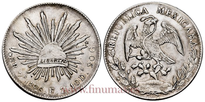 MEXICO - K377-13 - 8 REALES 1896 Zacatecas F.Z.-EBC-