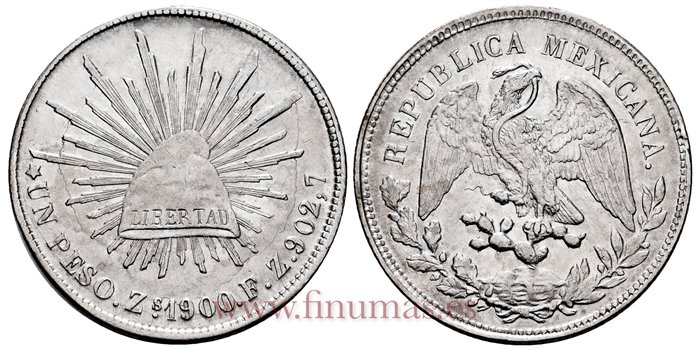MEXICO - K409-3 - 1 PESO 1900 Zacatecas F.Z.-EBC