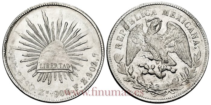 MEXICO - K409-3-1 - 1 PESO 1900 Zacatecas F.Z.-EBC