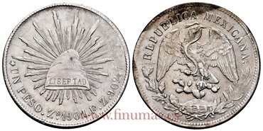 MEXICO - K409-3 - 1 PESO 1901 Zacatecas F.Z.-EBC-