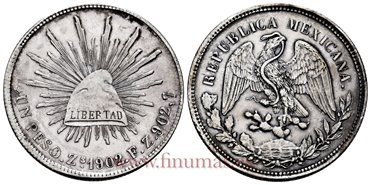 MEXICO - K409-3 - 1 PESO 1902 Zacatecas F.Z.-EBC-