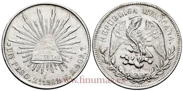 MEXICO - K409-3 - 1 PESO 1902 Zacatecas F.Z.-EBC