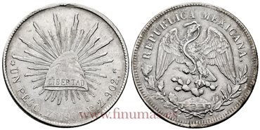 MEXICO - K409-3 - 1 PESO 1903 Zacatecas F.Z.-MBC+