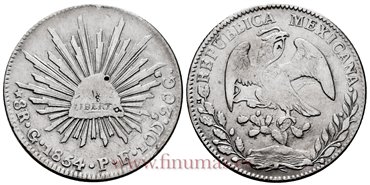 MEXICO - K377-8 - 8 REALES 1854 Guanajuato P.F.-MBC
