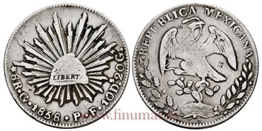 MEXICO - K377-8 - 8 REALES 1858 Guanajuato P.F.-MBC-