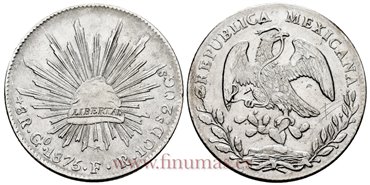 MEXICO - K377-8 - 8 REALES 1875 Guanajuato F.R.-EBC