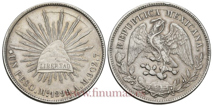 MEXICO - K409-2 - 1 PESO 1899 Mexico A.M.-EBC-