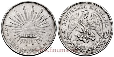 MEXICO - K409-2 - 1 PESO 1899 Mexico A.M.-EBC