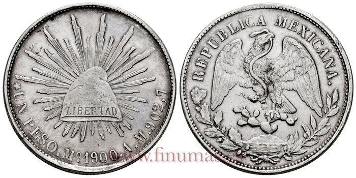 MEXICO - K409-2 - 1 PESO 1900 Mexico A.M.-EBC