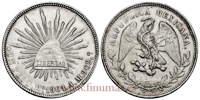 MEXICO - K409-2 - 1 PESO 1901 Mexico A.M.-EBC