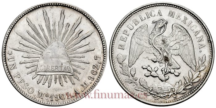 MEXICO - K409-2 - 1 PESO 1902 Mexico A.M.-EBC-