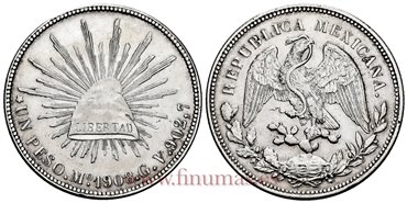MEXICO - K409-2 - 1 PESO 1908 Mexico A.M.-EBC