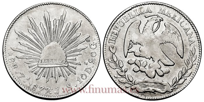 MEXICO - K377-13 - 8 REALES 1877 Zacatecas J.S.-EBC-