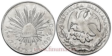 MEXICO - K377-13 - 8 REALES 1877 Zacatecas J.S.-EBC-