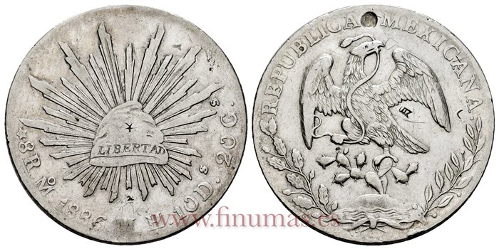 MEXICO - K377-10 - 8 REALES 1886 Mexico M.H.-MBC-