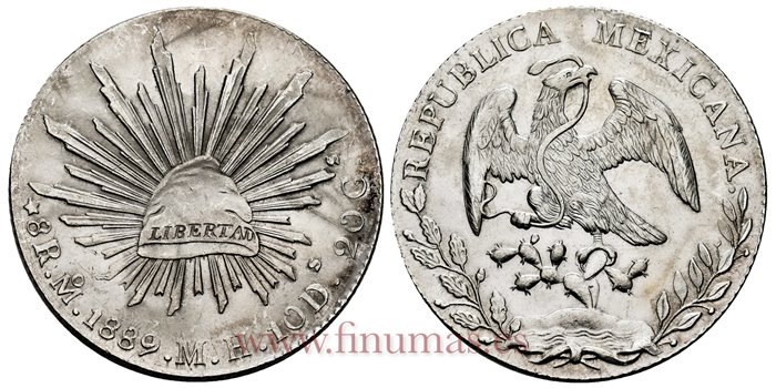 MEXICO - K377-10 - 8 REALES 1889 Mexico M.H.-SC