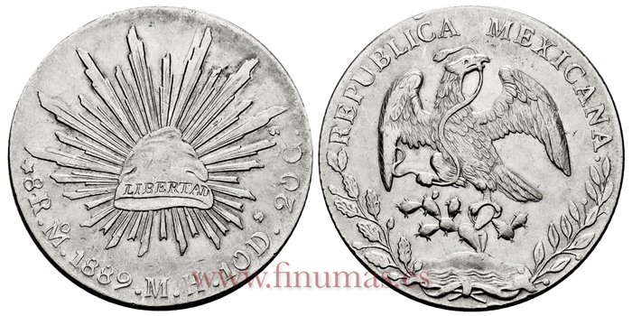MEXICO - K377-10 - 8 REALES 1889 Mexico M.H.-EBC