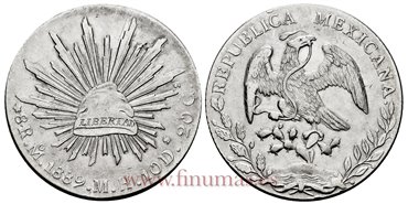MEXICO - K377-10 - 8 REALES 1889 Mexico M.H.-EBC