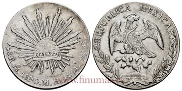 MEXICO - K377-10 - 8 REALES 1890 Mexico M.H.-EBC
