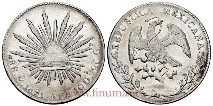 MEXICO - K377-10 - 8 REALES 1891 Mexico A.M.-SC-