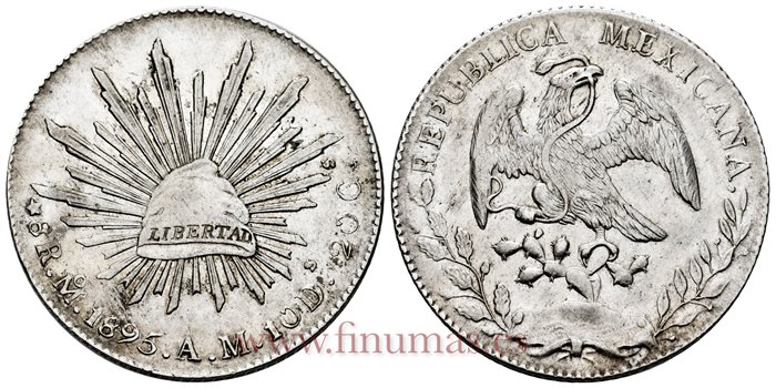 MEXICO - K377-10 - 8 REALES 1895 Mexico A.M.-EBC+