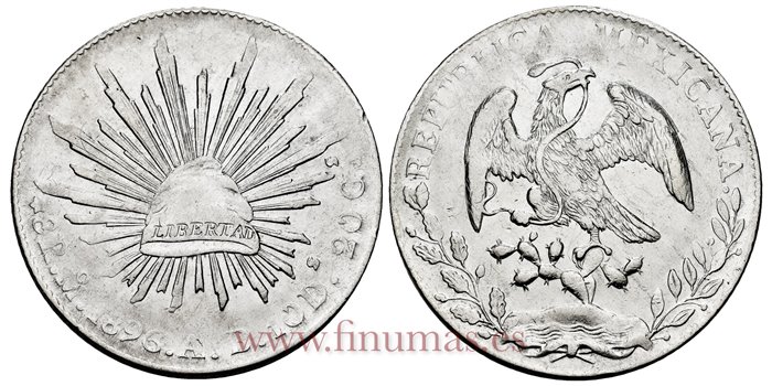 MEXICO - K377-10 - 8 REALES 1896 Mexico A.B.-EBC-