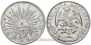 MEXICO - K377-10 - 8 REALES 1897 Mexico A.M.-MBC+-