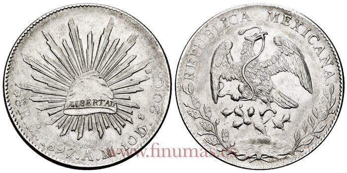 MEXICO - K377-10 - 8 REALES 1897 Mexico A.M.-EBC-