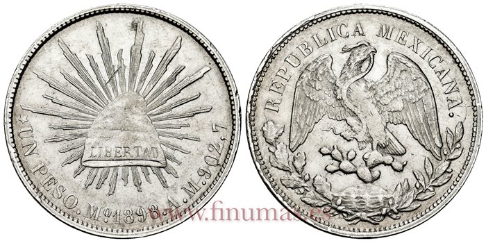MEXICO - K409-2 - 1 PESO 1898 Mexico A.M.-EBC-