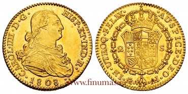 Cy13455.- CARLOS IV - 2 SHIELDS 1808 MADRID A.I. S.C.- GOLD