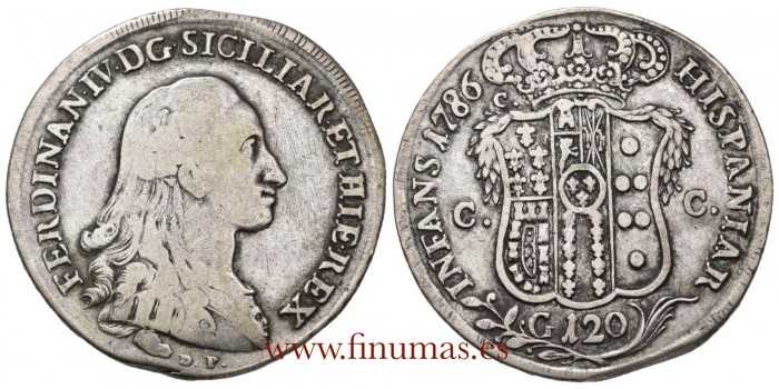 ITALY - NAPOLI - FERNANDO IV - K-198 - 120 GRANA 1786 MBC-. Silver