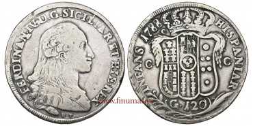 ITALY - NAPOLI - FERNANDO IV - K-198 - 120 GRANA 1788 D.P. MBC-. Silver