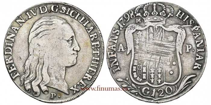 ITALY - NAPOLI - FERNANDO IV - K-198 - 120 GRANA 1798 P. MBC-. Silver