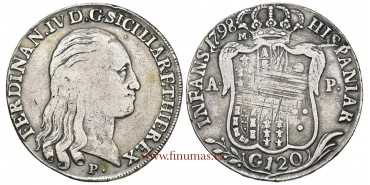 ITALY - NAPOLI - FERNANDO IV - K-198 - 120 GRANA 1798 P. MBC-. Silver