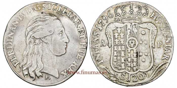 ITALY - NAPOLI - FERNANDO IV - K-198 - 120 GRANA 1796 P. MBC. Silver