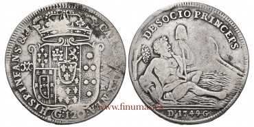 ITALY - NAPLES - CHARLES III - K-150 - 120 GRANA 1743 G. BC+. Silver