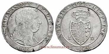 ITALY - NAPLES AND SICILY - K-099.1 - 120 GRANA 1805 MBC+ Silver