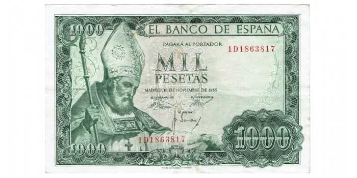copy of F496H - 1000 Pesetas 19-11-1965 EBC , series A/1Z