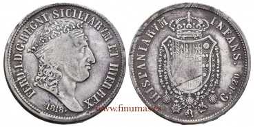 ITALY - NAPOLI - FERNANDO III - K-285 - 120 GRANA 1818. MBC-. Silver