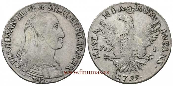 ITALIA - NAPOLES - FERNANDO III - K-239 - 12 TARI 1799 JU-I. MBC-. Plata