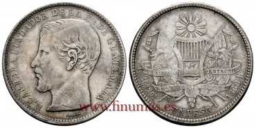 GUATEMALA - K-186.1.- UN PESO 1868 R. MBC - Plata
